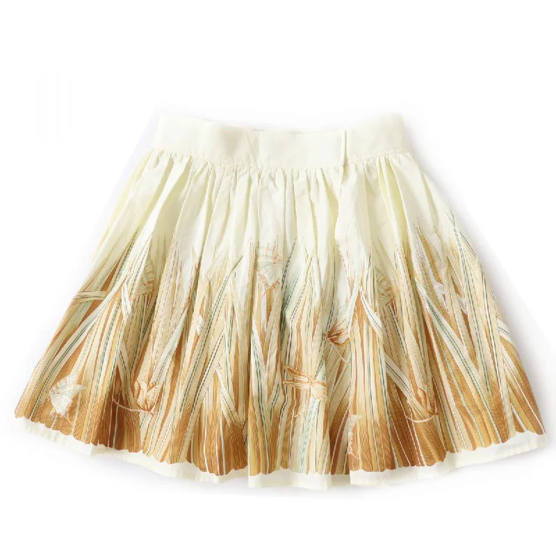 Salvatore Ferragamo Pleated Skirt Insect Pattern Ivory 38 Bold pattern unclassified skirts