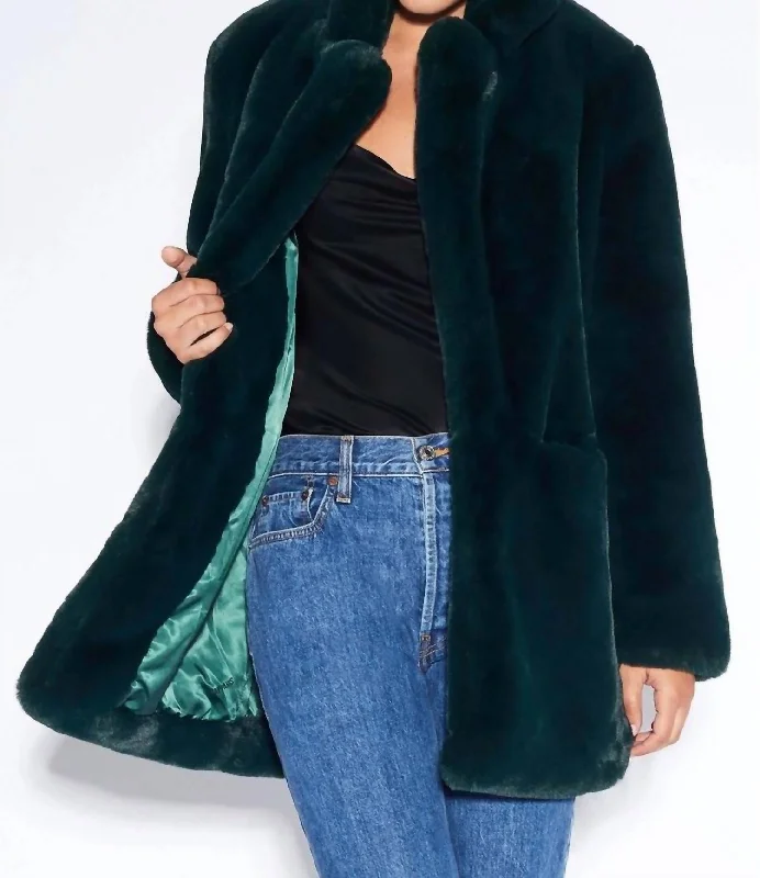 Sophie Faux Fur Coat in Emerald