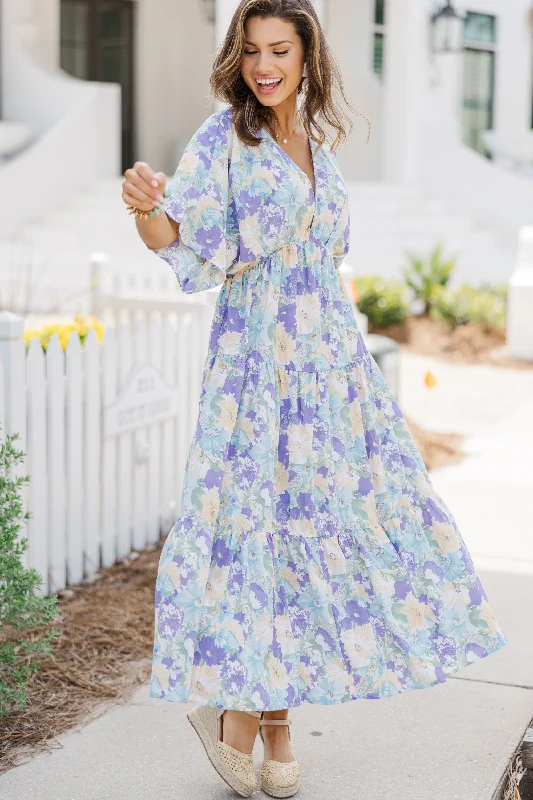 At This Time Light Blue Floral Midi Dress Forever 21 midi dresses