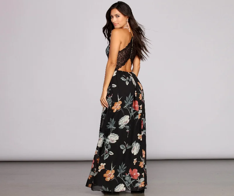 Flower Power Stylish Chiffon Maxi Dress Knitted maxi dresses