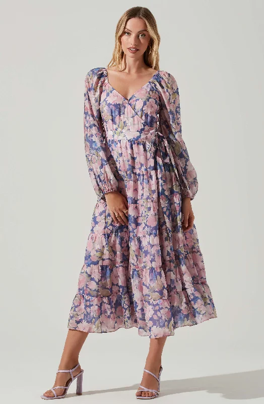 Jannika Floral Wrap Front Midi Dress Street style midi dresses