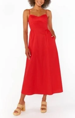 Show Me Your MUMU Allegra Midi Dress - CHERRY POPLIN Bodycon midi dresses