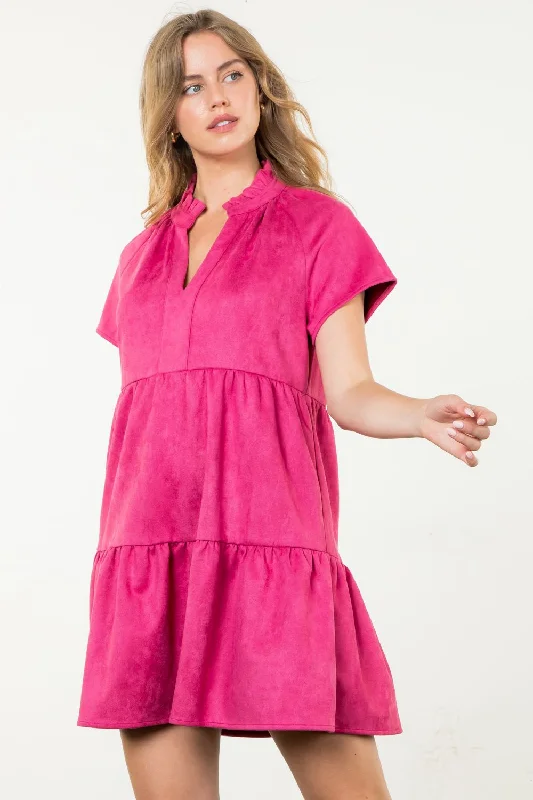 Short Sleeve MIdi Dress Pink Preppy midi dresses