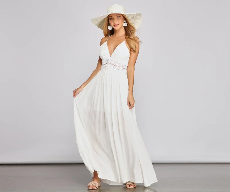 Stylish Girl Summer Charming Crochet Maxi Dress Satin maxi dresses