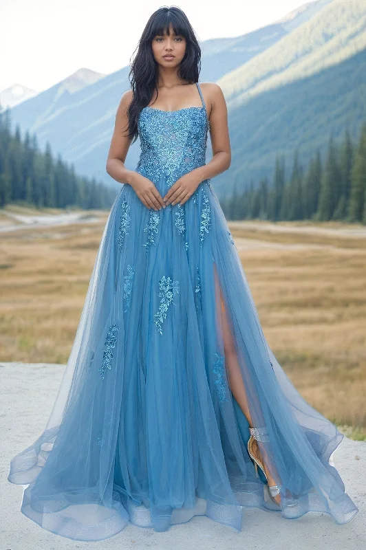 Floral-Embroidered Long Tulle Prom Dress 8031J Party floral dresses