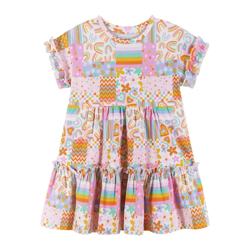 Kids Multi-Pattern Tile Print Dress Halter floral dresses