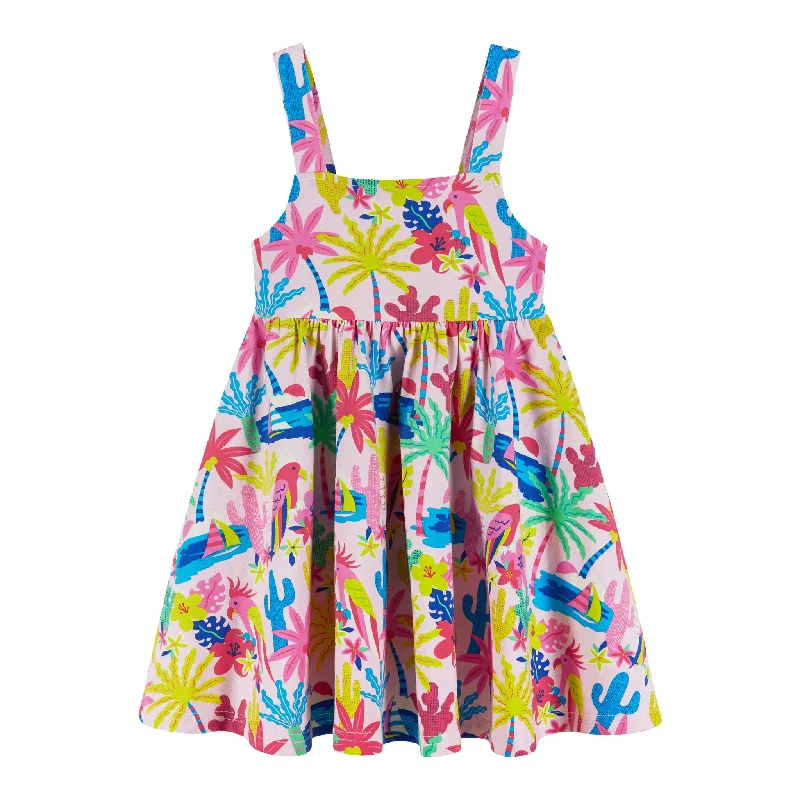 Tropical Print Dress (Size 4-6 Years) Stretchy floral dresses