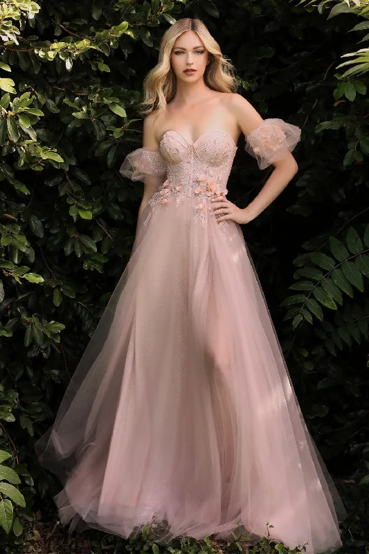 Strapless Floral Ball Gown By Cinderella Divine -CB080 Luxury floral dresses