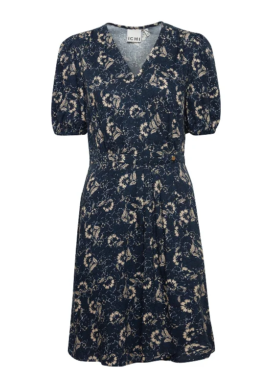 Ichi Nasreen Floral Mini Wrap Dress, Total Eclipse Printed Mini Skirt