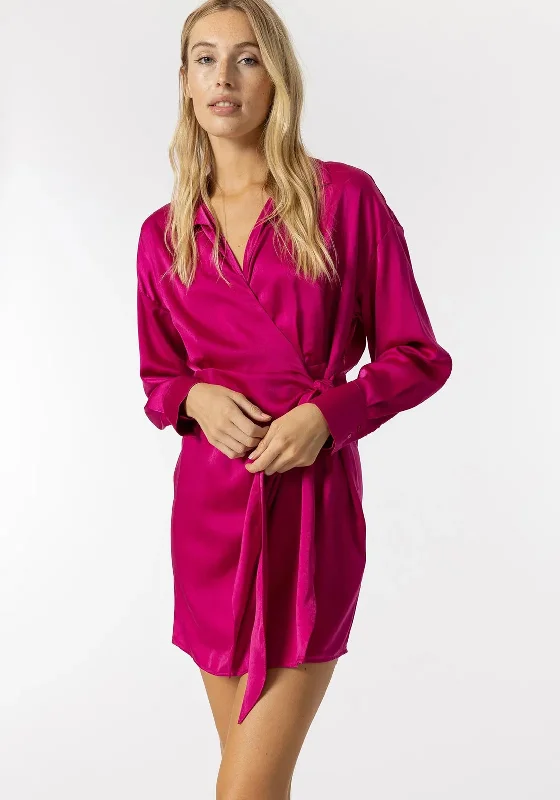 Tiffosi Satin Wrap Mini Dress, Pink Skater Mini Skirt