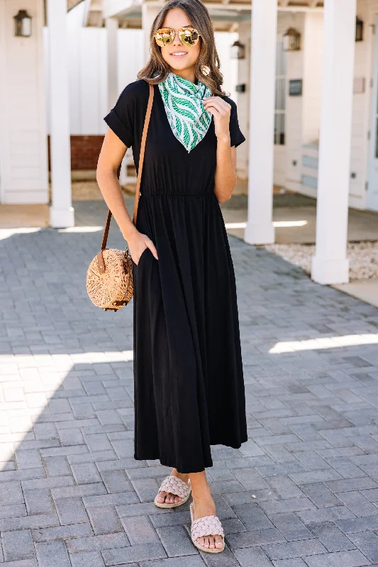 Hold On Tight Black Tied Back Maxi Dress Ruffle Maxi Skirt