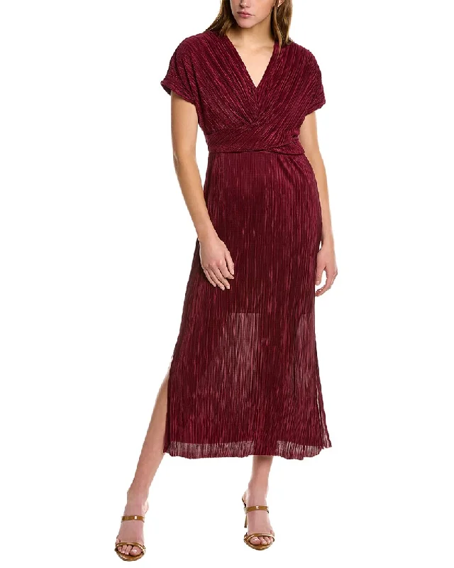 Anne Klein Accordion Pleated Midi Dress Boho Chic Midi