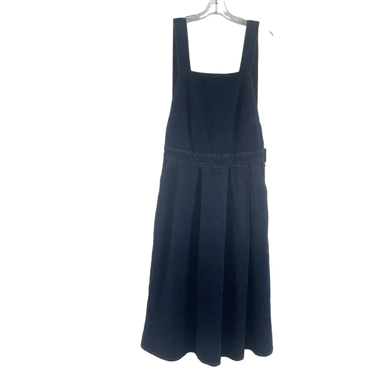 ASOS Dark Wash Denim Pinafore Midi Fit & Flare Dress Cotton NWT Women’s Size 12 Skater Midi Skirt