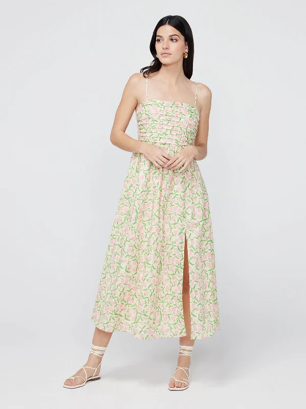 Genevieve Tulip Print Midi Dress Sexy Midi Skirt