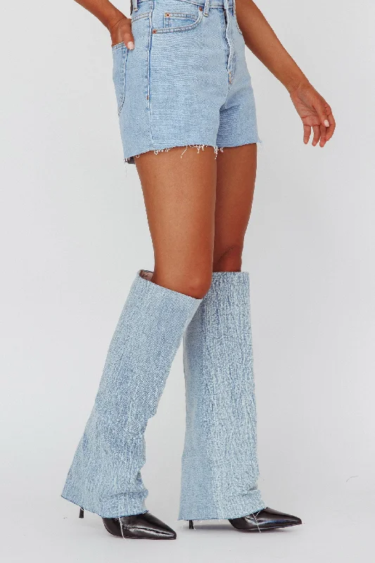 AZALEA WANG Appealing-Denim Stiletto Boot Vintage Denim Skirt