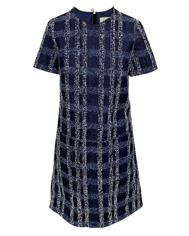 Erdem Octavia Denim Dress in Blue Cotton Mid-Length Denim Skirt