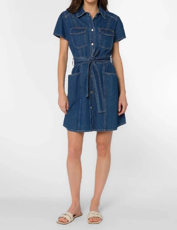 Fonda Denim Dress In Vint Trendy Denim Skirt