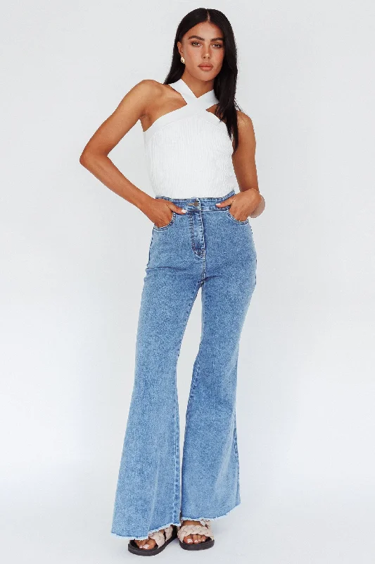 Mulholland Boot Cut Jeans Denim Blue Relaxed Denim Skirt