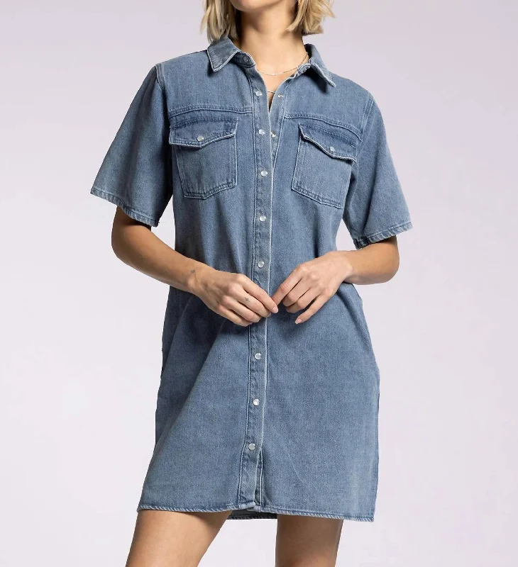 Phoenix Dress In Denim Classic Blue Denim